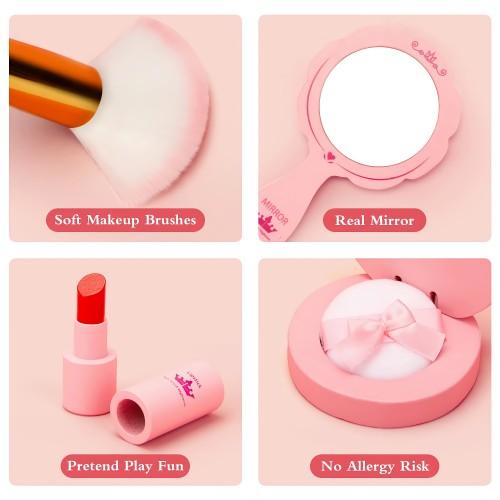 15PC Children Kids Princess Wooden Makeup Kit Pretend Play Roleplaying Set with Carry Bag - Toytexx 15PC Children Kids Princess Wooden Makeup Kit Pretend Play Roleplaying Set with Carry Bag - Toytexx